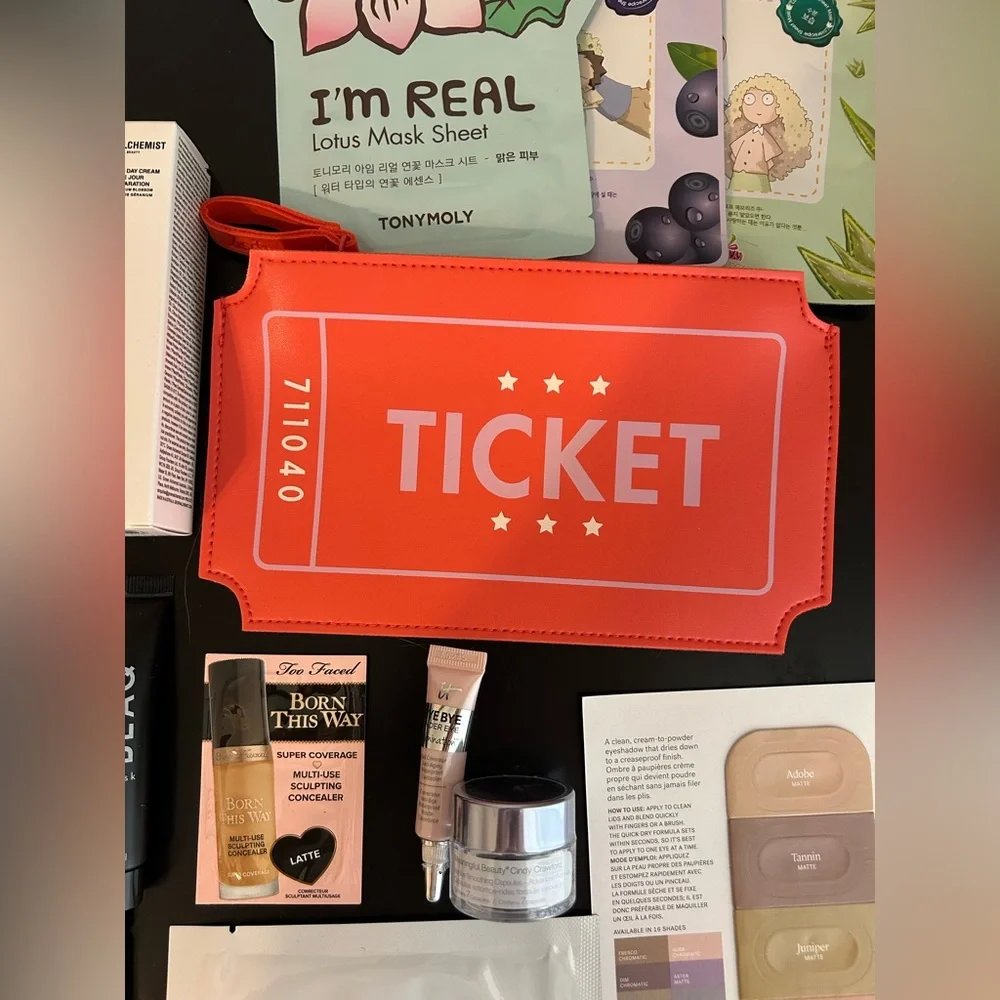 Ipsy ticket admit one makeup bag and makeup samples lot